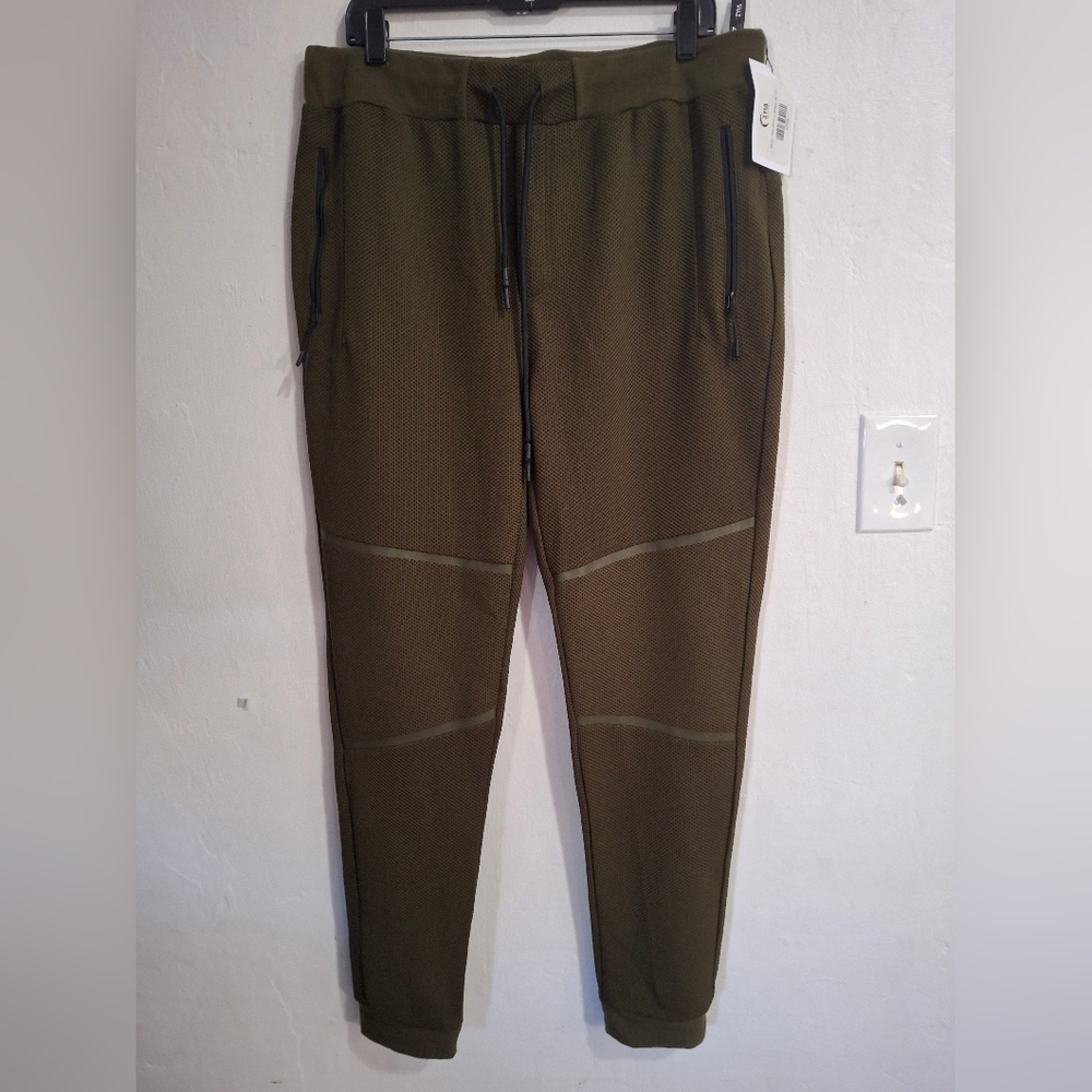 Men's Zyia Active Olive Textured Jogger Pants Size L.